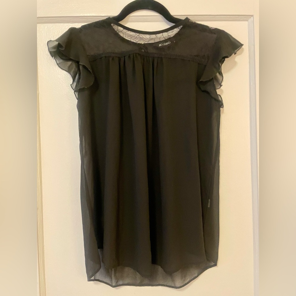 Kelso Black Ruffle Sheer Blouse